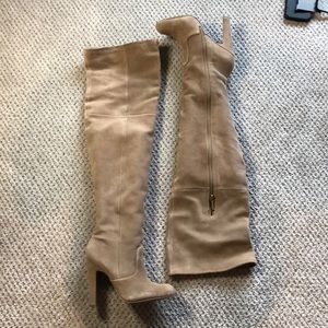 Zara Tan Suede Over the Knee Boot